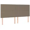 Image de vidaXL Tête de Lit à LED Meuble de Chambre à Coucher Accessoire de Lit Double Tête de Cadre de Lit Intérieur Taupe 180x5x118/128 cm Tissu