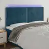 Image de vidaXL Tête de lit à LED Bleu foncé 160x5x118/128 cm Velours