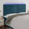 Image de vidaXL Tête de lit à LED Bleu foncé 200x5x118/128 cm Velours