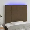 Image de vidaXL Tête de lit à LED Marron foncé 100x5x118/128 cm Tissu