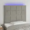 Image de vidaXL Tête de lit à LED Gris clair 80x5x118/128 cm Velours