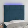 Image de vidaXL Tête de lit à LED Bleu foncé 80x5x118/128 cm Velours
