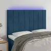 Image de vidaXL Tête de lit à LED Bleu foncé 144x5x118/128 cm Velours