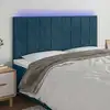 Image de vidaXL Tête de lit à LED Bleu foncé 160x5x118/128 cm Velours