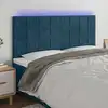 Image de vidaXL Tête de lit à LED Bleu foncé 200x5x118/128 cm Velours
