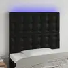 Image de vidaXL Tête de lit à LED Noir 100x5x118/128 cm Similicuir
