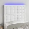 Image de vidaXL Tête de lit à LED Blanc 100x5x118/128 cm Similicuir