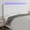 Image de vidaXL Tête de lit à LED Blanc 200x5x118/128 cm Similicuir