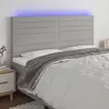 Image de vidaXL Tête de lit à LED Gris clair 200x5x118/128 cm Tissu