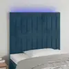 Image de vidaXL Tête de lit à LED Bleu foncé 90x5x118/128 cm Velours