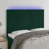 Image de vidaXL Tête de lit à LED Vert foncé 144x5x118/128 cm Velours
