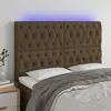 Image de vidaXL Tête de lit à LED Marron foncé 144x7x118/128 cm Tissu