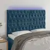 Image de vidaXL Tête de lit à LED Bleu foncé 160x7x118/128 cm Velours