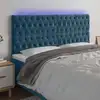 Image de vidaXL Tête de lit à LED Bleu foncé 200x7x118/128 cm Velours