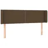 Image de vidaXL Tête de Lit à LED Meuble de Chambre à Coucher Accessoire de Lit Double Tête de Cadre de Lit Intérieur Marron Foncé 147x16x78/88 cm Tissu