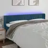 Image de vidaXL Tête de lit à LED Bleu foncé 183x16x78/88 cm Velours
