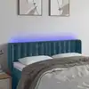 Image de vidaXL Tête de lit à LED Bleu foncé 147x16x78/88 cm Velours