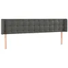 Image de vidaXL Tête de Lit à LED Meuble de Chambre à Coucher Accessoire de Lit Double Tête de Cadre de Lit Intérieur Gris Foncé 183x16x78/88 cm Velours