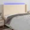 Image de vidaXL Tête de lit à LED Crème 183x16x118/128 cm Tissu