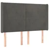 Image de vidaXL Tête de Lit à LED Meuble de Chambre à Coucher Accessoire de Lit Double Tête de Cadre de Lit Intérieur Gris Foncé 147x16x118/128 cm Velours