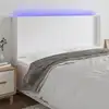 Image de vidaXL Tête de lit à LED Blanc 163x16x118/128 cm Similicuir
