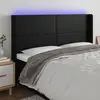 Image de vidaXL Tête de lit à LED Noir 203x16x118/128 cm Similicuir