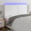 Image de vidaXL Tête de lit à LED Blanc 203x16x118/128 cm Similicuir