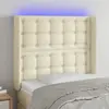 Image de vidaXL Tête de lit à LED Crème 103x16x118/128 cm Similicuir