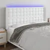 Image de vidaXL Tête de lit à LED Blanc 163x16x118/128 cm Similicuir