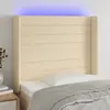 Image de vidaXL Tête de lit à LED Crème 83x16x118/128 cm Tissu