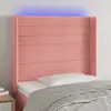 Image de vidaXL Tête de lit à LED Rose 103x16x118/128 cm Velours