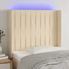 Image de vidaXL Tête de lit à LED Crème 93x16x118/128 cm Tissu