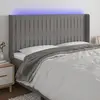 Image de vidaXL Tête de lit à LED Gris foncé 203x16x118/128 cm Tissu