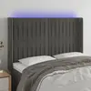 Image de vidaXL Tête de lit à LED Gris foncé 147x16x118/128 cm Velours