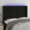 Image de vidaXL Tête de lit à LED Noir 147x16x118/128 cm Velours