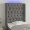 Image de vidaXL Tête de lit à LED Gris foncé 83x16x118/128 cm Tissu
