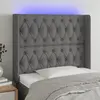 Image de vidaXL Tête de lit à LED Gris foncé 103x16x118/128 cm Tissu