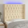 Image de vidaXL Tête de lit à LED Crème 103x16x118/128 cm Tissu
