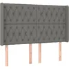 Image de vidaXL Tête de Lit à LED Meuble de Chambre à Coucher Accessoire de Lit Double Tête de Cadre de Lit Intérieur Gris Foncé 163x16x118/128 cm Tissu