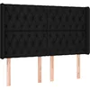 Image de vidaXL Tête de Lit à LED Meuble de Chambre à Coucher Accessoire de Lit Double Tête de Cadre de Lit Intérieur Noir 163x16x118/128 cm Tissu