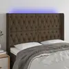 Image de vidaXL Tête de lit à LED Marron foncé 163x16x118/128 cm Tissu