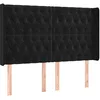 Image de vidaXL Tête de Lit à LED Meuble de Chambre à Coucher Accessoire de Lit Double Tête de Cadre de Lit Intérieur Noir 147x16x118/128 cm Velours
