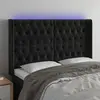 Image de vidaXL Tête de lit à LED Noir 147x16x118/128 cm Velours