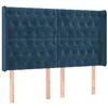 Image de vidaXL Tête de Lit à LED Meuble de Chambre à Coucher Accessoire de Lit Double Tête de Cadre de Lit Intérieur Bleu Foncé 147x16x118/128 cm Velours