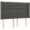Image de vidaXL Tête de Lit à LED Meuble de Chambre à Coucher Accessoire de Lit Double Tête de Cadre de Lit Intérieur Gris Foncé 163x16x118/128 cm Velours