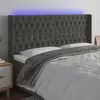 Image de vidaXL Tête de lit à LED Gris foncé 183x16x118/128 cm Velours
