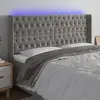 Image de vidaXL Tête de lit à LED Gris clair 203x16x118/128 cm Velours