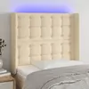 Image de vidaXL Tête de lit à LED Crème 93x16x118/128 cm Tissu