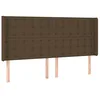 Image de vidaXL Tête de Lit à LED Meuble de Chambre à Coucher Accessoire de Lit Double Tête de Cadre de Lit Intérieur Marron Foncé 163x16x118/128 cm Tissu