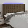 Image de vidaXL Tête de lit à LED Marron foncé 163x16x118/128 cm Tissu